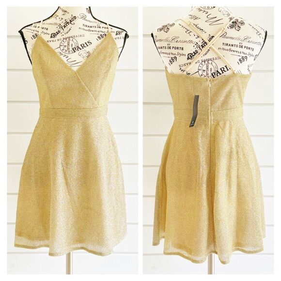 Lulu’s Light of the Party Gold Multi Sparkly Sleeveless Mini Dress Size S NWT - Picture 3 of 10